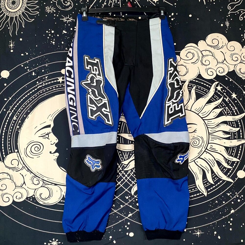 Vintage FOX Racing 180 MX Motocross Pants Youth 30 Blue Polyester Moto Off Road